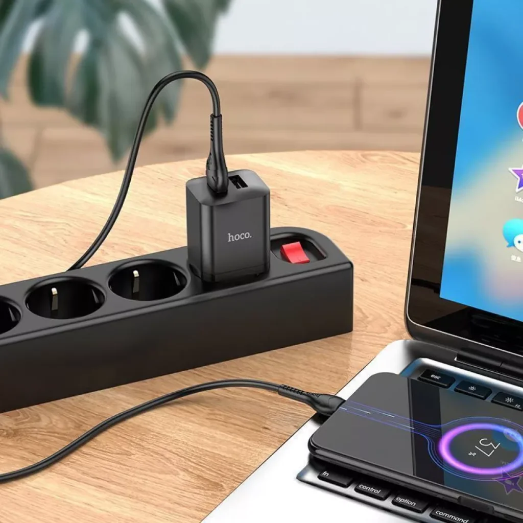 Мережевий зарядний пристрій Hoco N25 Maker (2 USB) + Кабель MicroUSB Black