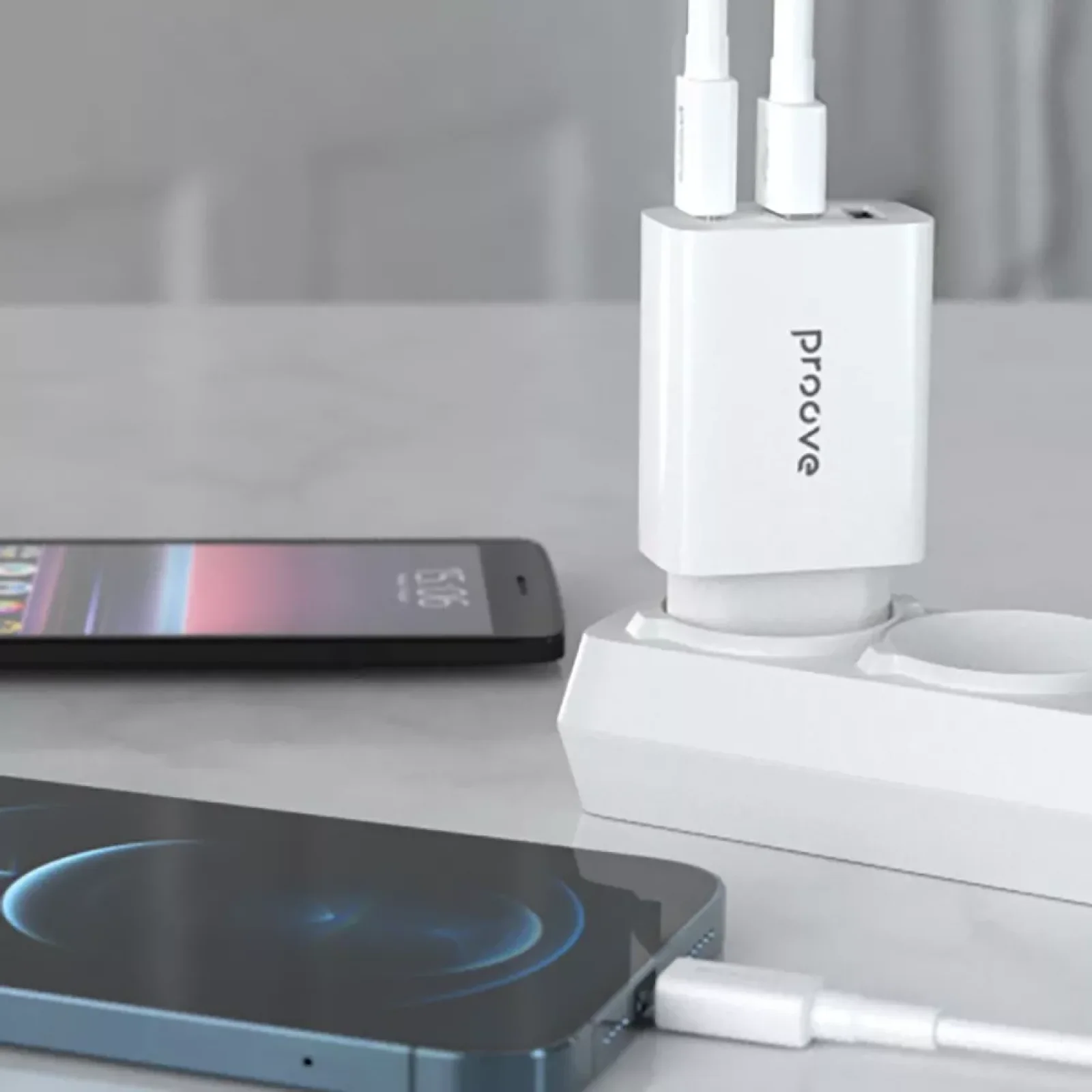 Сетевое зарядное устройство Proove Rapid 30W 2 USB + Type-C White