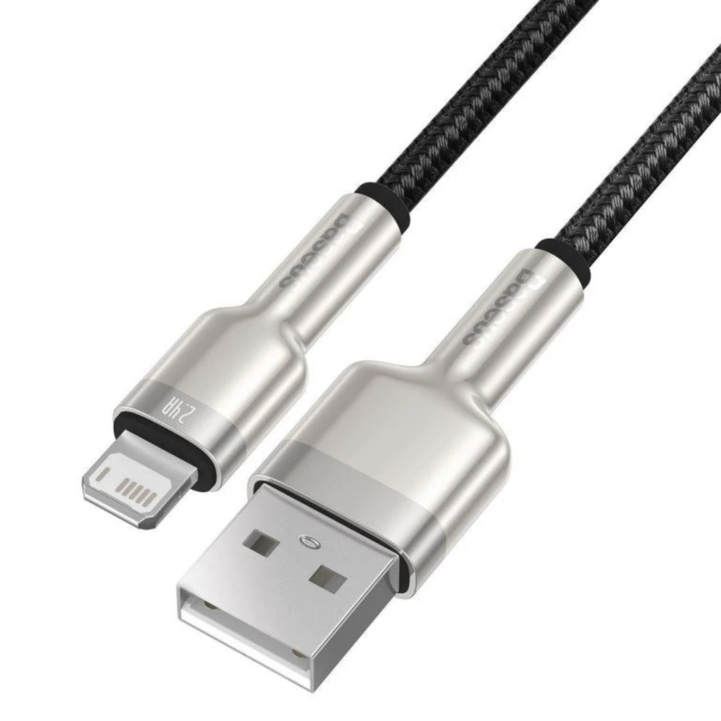 Кабель Baseus Cafule Metal Lightning 2.4A (CALJK-01) 0,25m Black