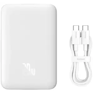 Зовнішній акумулятор Baseus Magnetic Mini Wireless Fast Charge 20W 10000mAh White (PPCX070002)