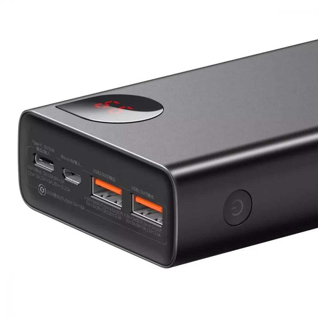 Зовнішній акумулятор Baseus Adaman Metal Digital Display Quick Charge 65W 20000mAh Black (PPIMDA-D01)