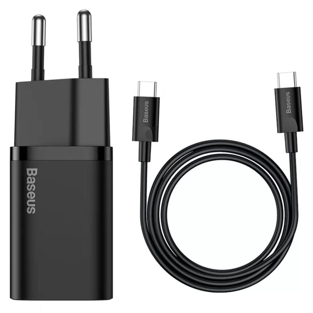 Сетевое зарядное устройство Baseus Super Si Quick Charger 1C 25W + Cable Type-C to Type-C 3A 1m (TZCCSUP-L01) Black Black