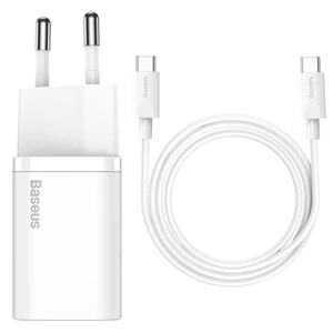 Цвет: Белый - СЗУ Baseus Super Si Quick Charger 1C 25W + Cable Type-C to Type-C 3A 1m (TZCCSUP-L02) White
