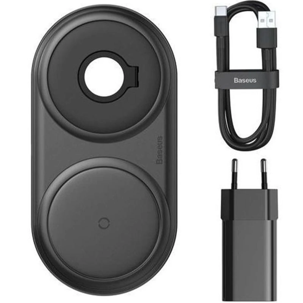 Бездротова зарядка Baseus Planet 2in1 Wireless Charger QC + USB Cable Type-C (WXPL-B01) Black