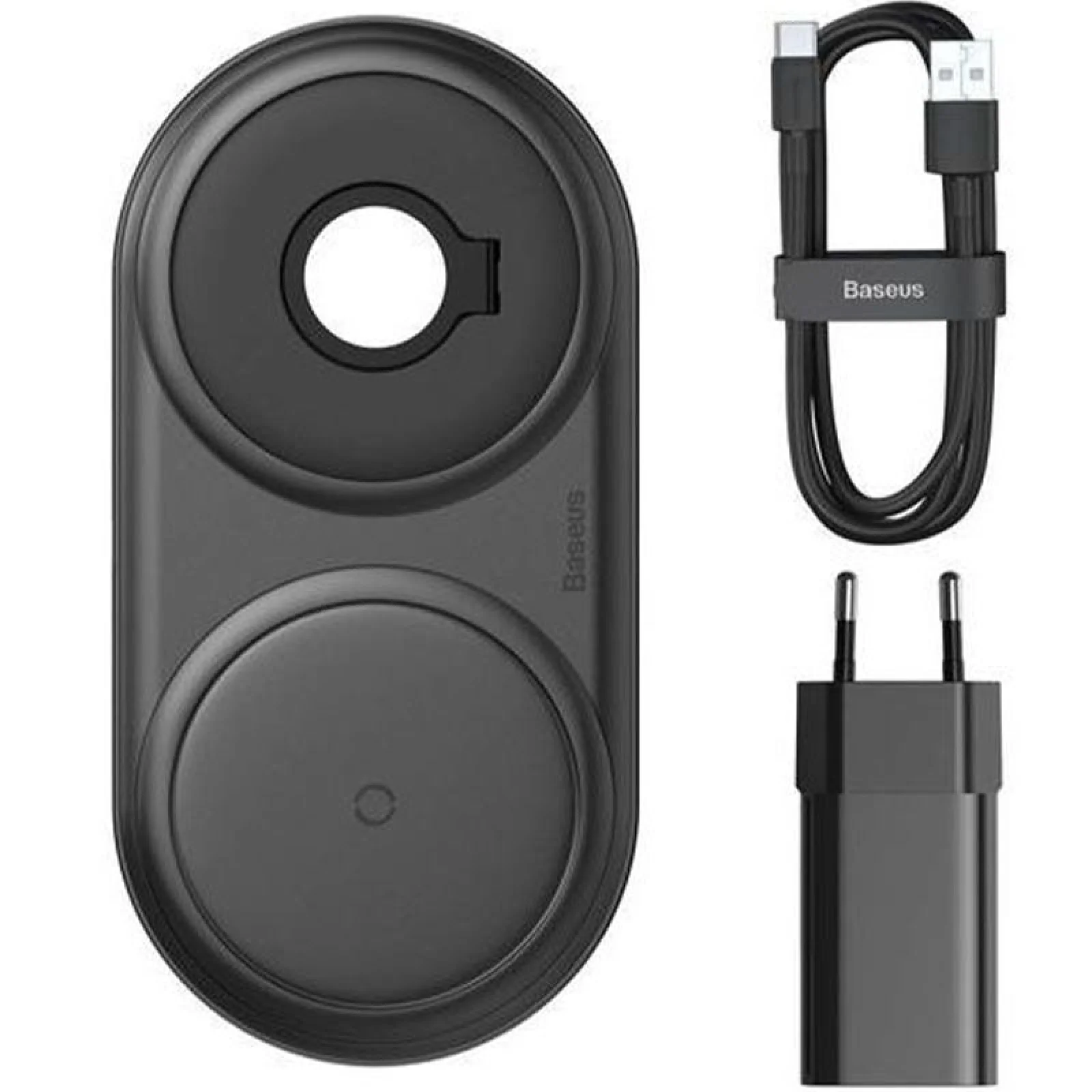 Бездротова зарядка Baseus Planet 2in1 Wireless Charger QC + USB Cable Type-C (WXPL-B01) Black