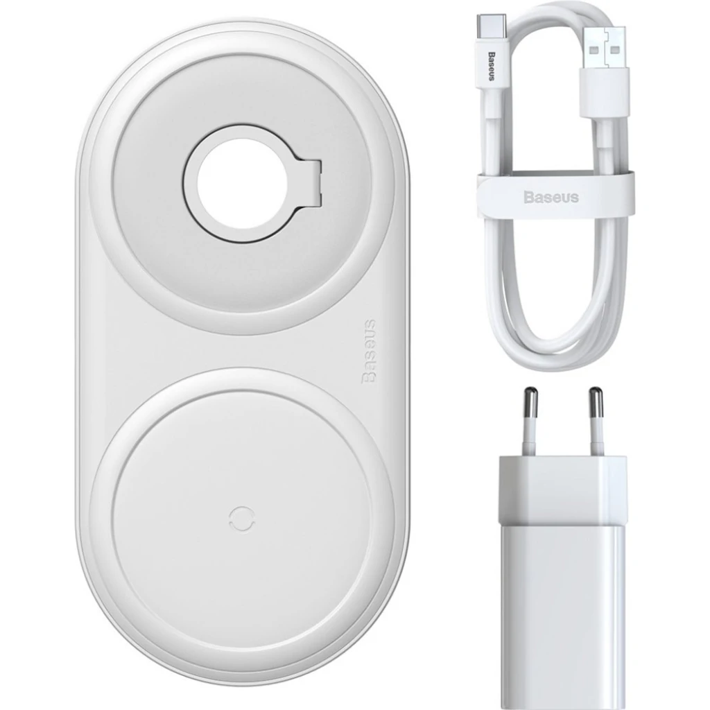 Бездротова зарядка Baseus Planet 2in1 Wireless Charger QC + USB Cable Type-C (WXPL-B02) White