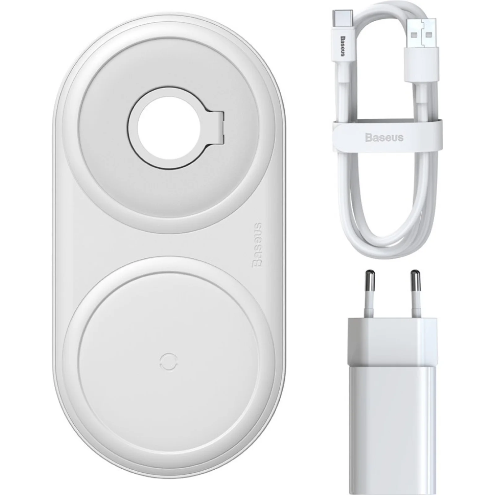 Беспроводная зарядка Baseus Planet 2in1 Wireless Charger QC + USB Cable Type-C (WXPL-B02) White