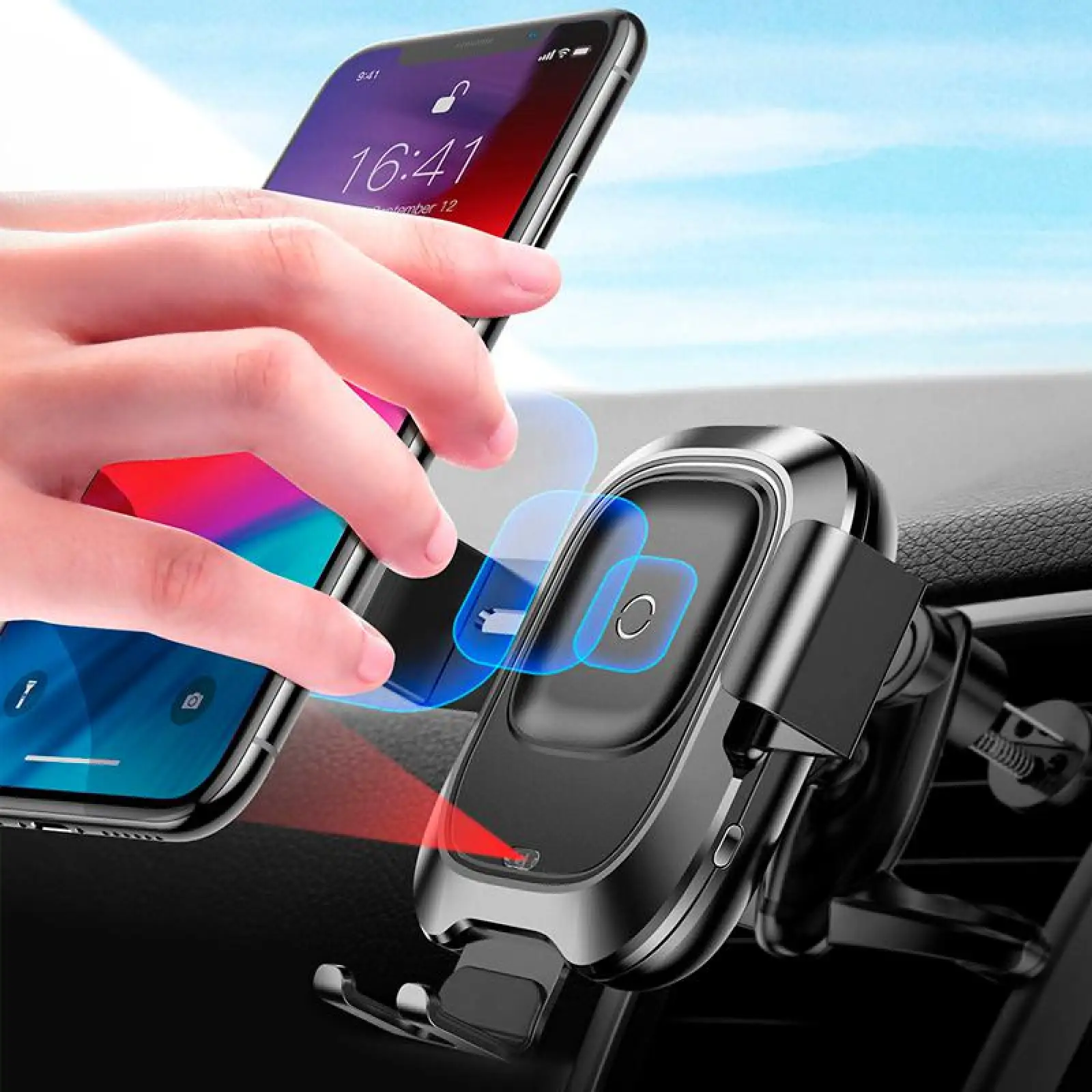 Автотримач Baseus Wireless Charger Smart Vehicle Bracket Holder (WXZN-01) Black