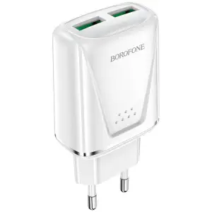 Колір: Білий - МЗП Borofone BA54A Wide Road 2xUSB-A, QC3.0 18W White (BA54AW)