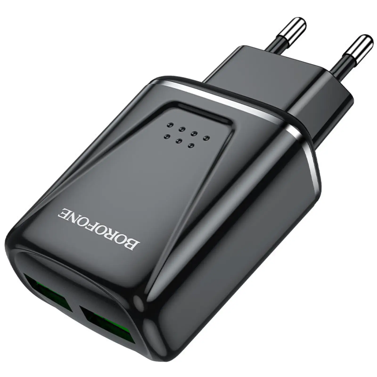 Мережевий зарядний пристрій Borofone BA54A Wide Road 2xUSB-A QC3.0, 18W Black (BA54AB)