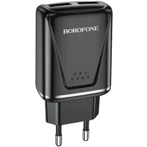 Колір: Чорний - МЗП Borofone BA54A Wide Road 2xUSB-A, QC3.0 18W Black (BA54AB)