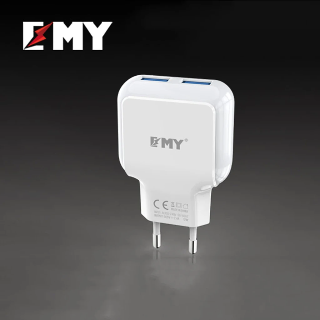 Мережевий зарядний пристрій MicroUSB EMY MY220 Wall Charger (2 USB/2.4A) + cable White