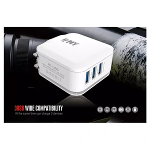 МЗП iPhone 5/6 EMY MY225 Wall Charger (3 USB/3.1A) + cable White