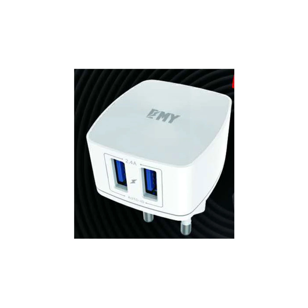 Мережевий зарядний пристрій iPhone 5/6 EMY MY227 Wall Charger (2 USB/2.4A) + cable White