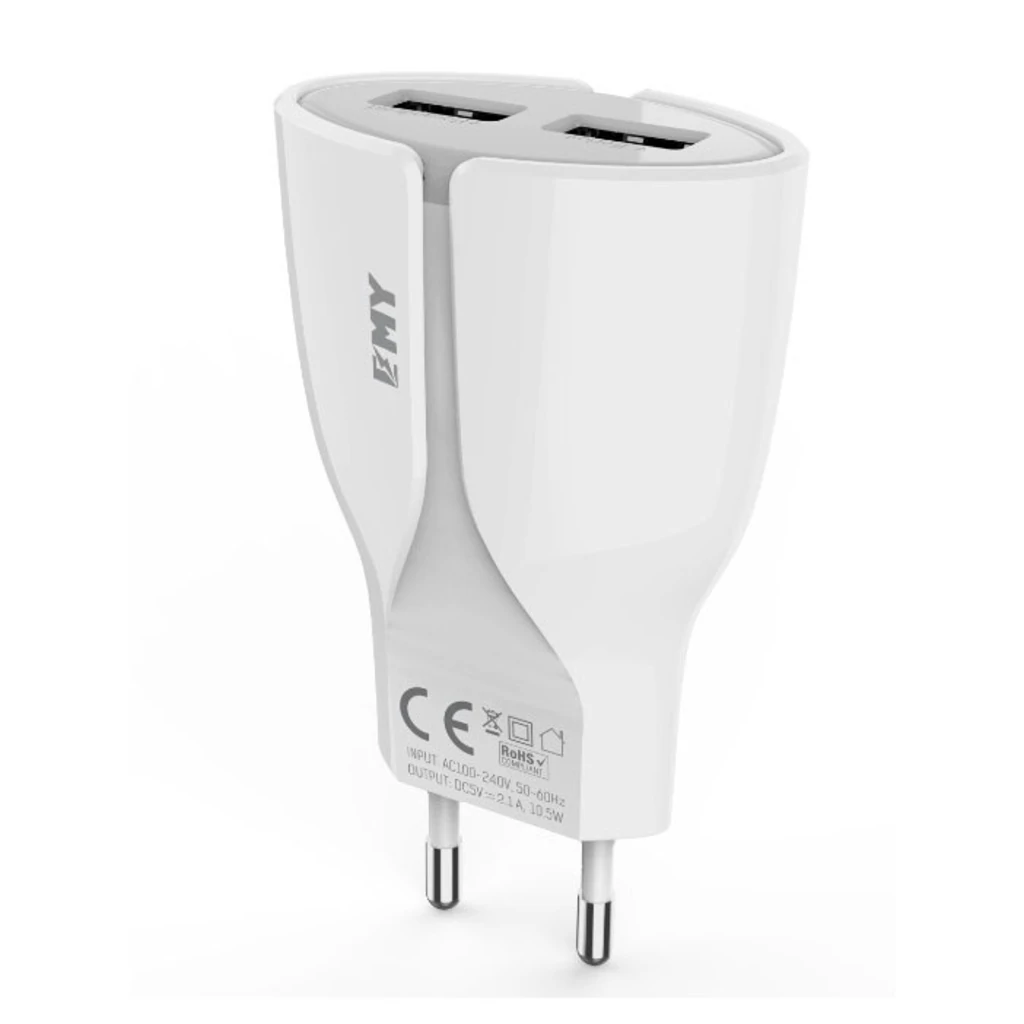 Мережевий зарядний пристрій MicroUSB EMY MY271 Wall Charger (2 USB/2.1A) + cable White