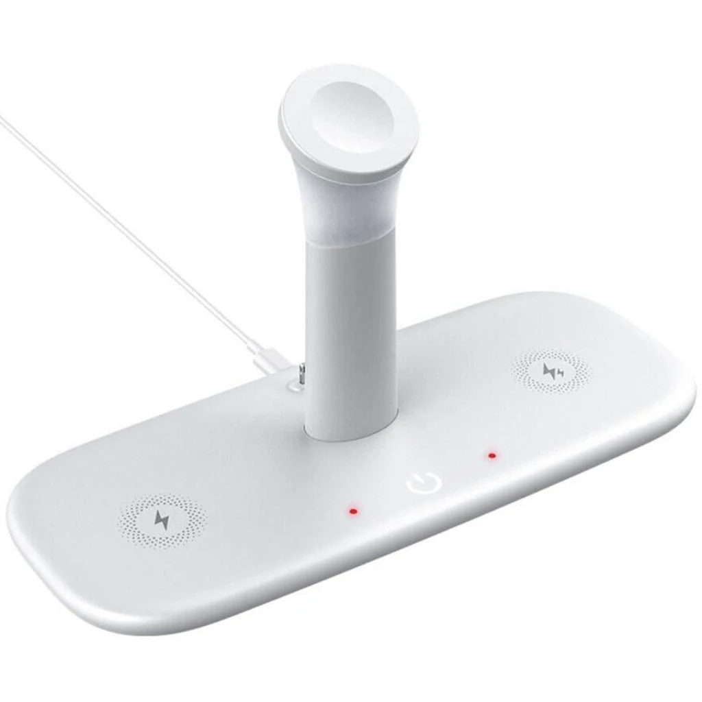 Зарядний пристрій 5in1 Fast Wireless Charger 15W with Night Lamp White