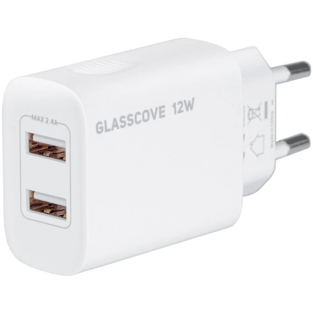 Мережевий зарядний пристрій Glasscove 12W 2-Port USB (TC-012A) White
