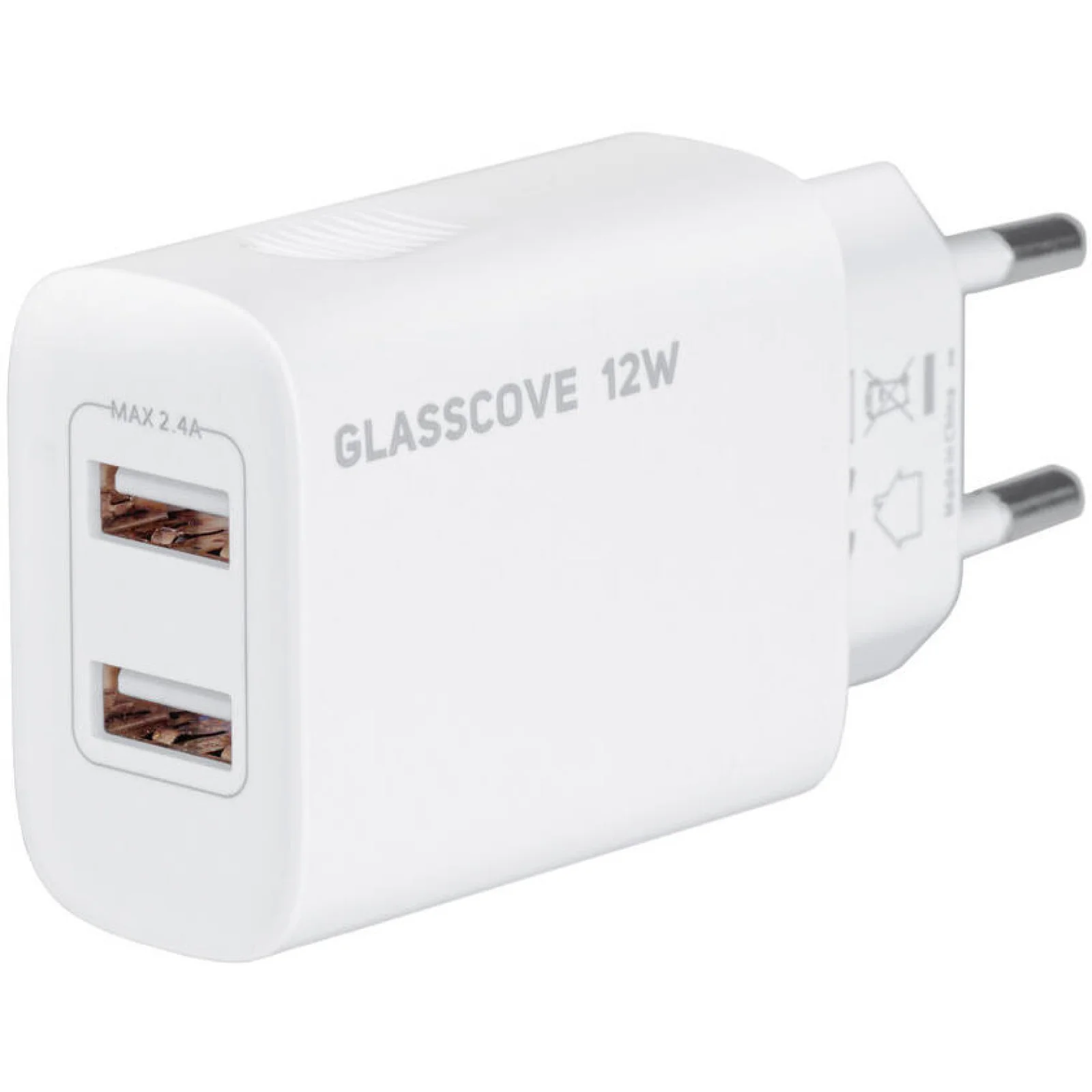 Сетевое зарядное устройство Glasscove 12W 2-Port USB (TC-012A) White