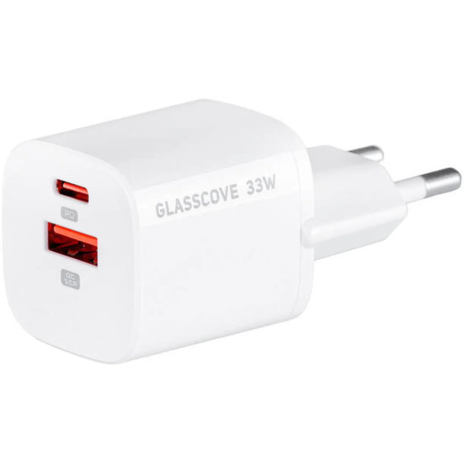 Мережевий зарядний пристрій Glasscove 33W GAN 2-Port Type-C+USB (TC-099BPQ33) White