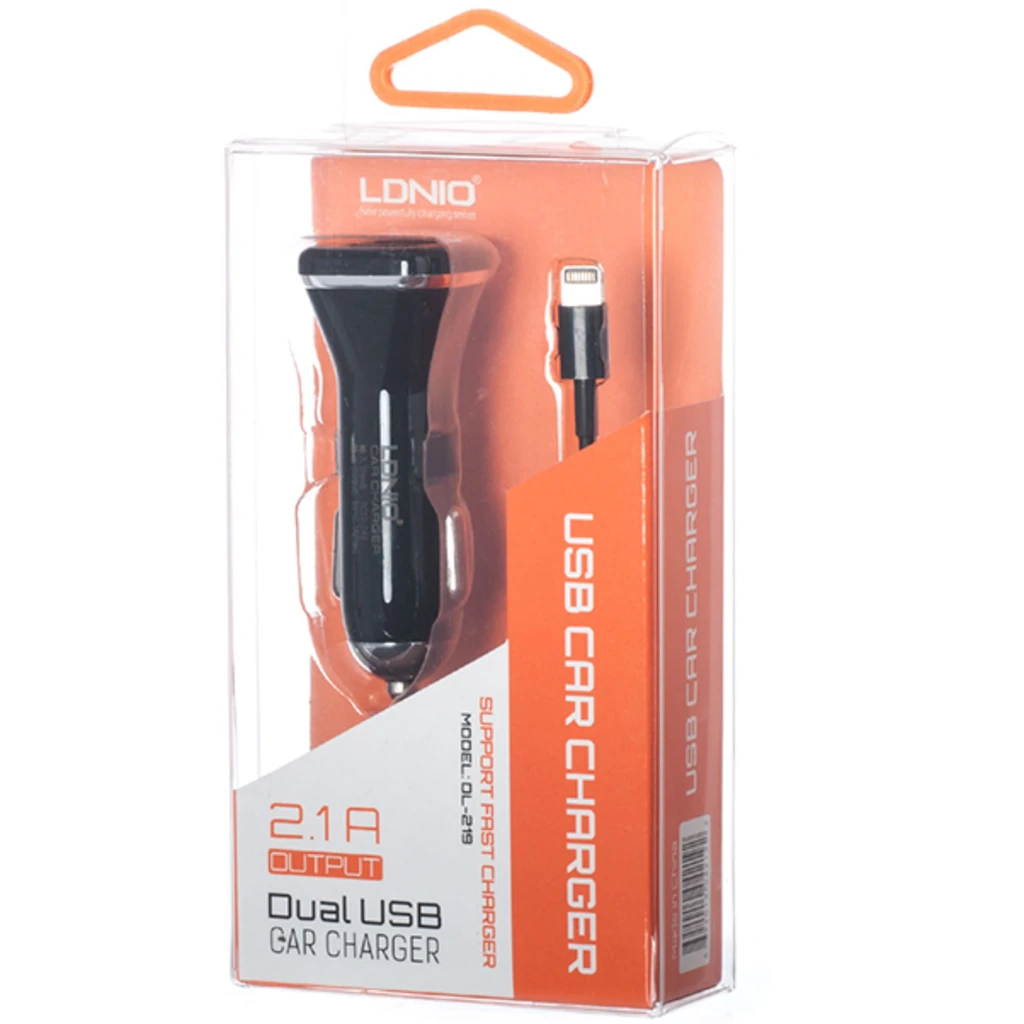 Автомобільний зарядний пристрій LDNIO DL-219 Car Charger (2 USB/2.1A) + Cable Black