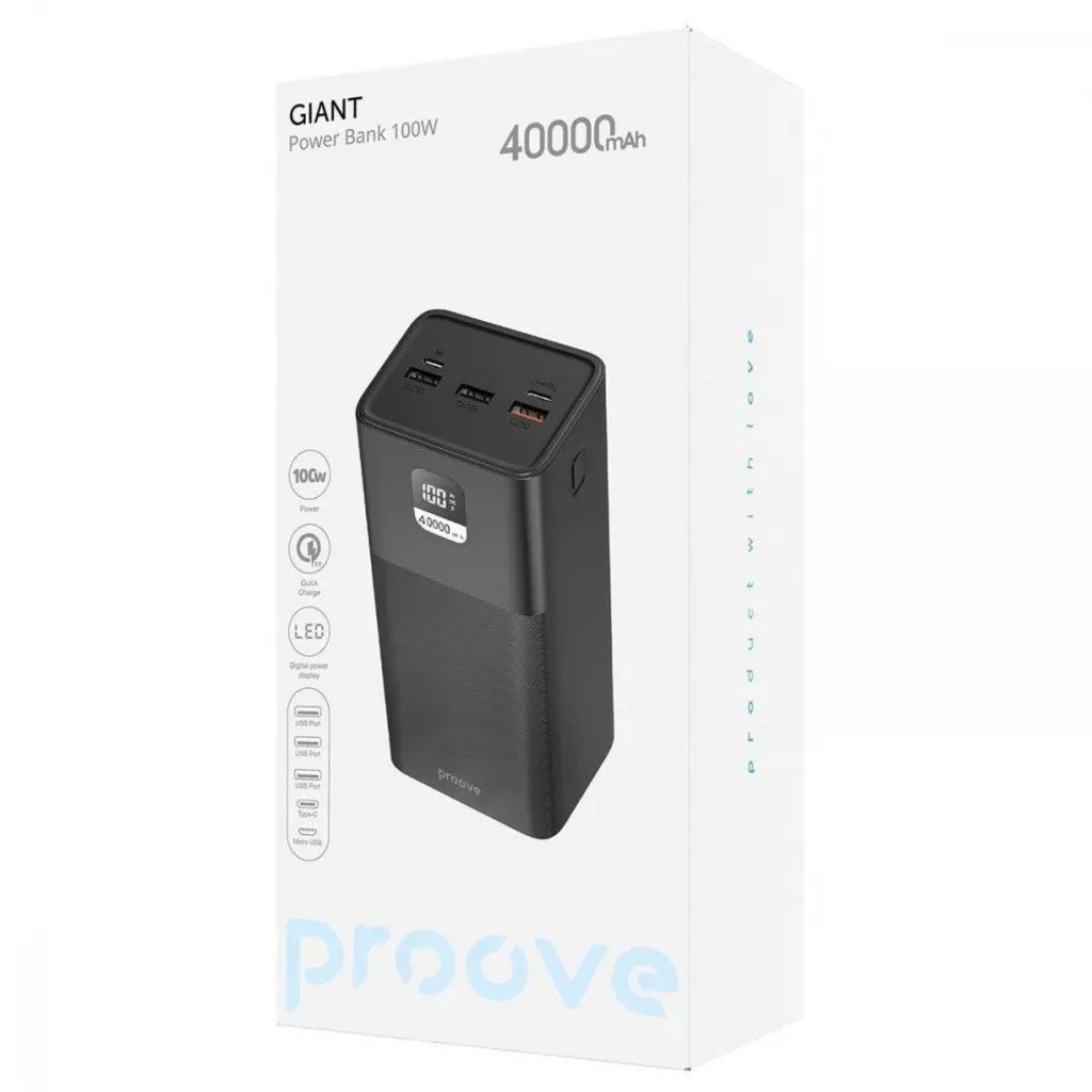Зовнішній акумулятор Proove Giant 100W 40000mAh Black (PBGI99320001)