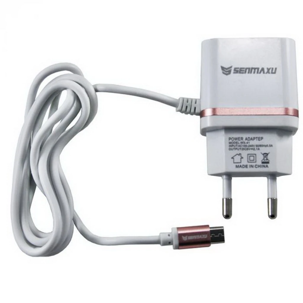 Сетевое зарядное устройство MicroUSB Senmaxu SMX-004 Wall Charger (2 USB/2.1A) + cable Gold