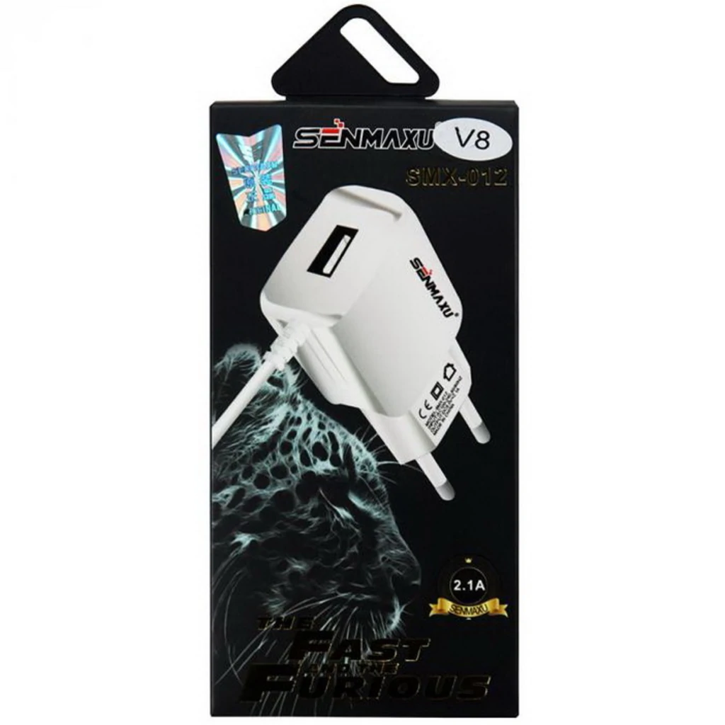 Сетевое зарядное устройство iPhone 5/6 Senmaxu SMX-012 Wall Charger + cable (1 USB/2.1A) White