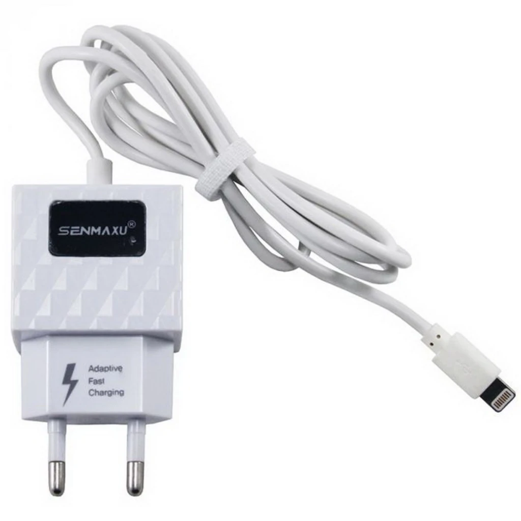 Сетевое зарядное устройство iPhone 5/6 Senmaxu SMX-017 Wall Charger + cable (2 USB/2.1A) White