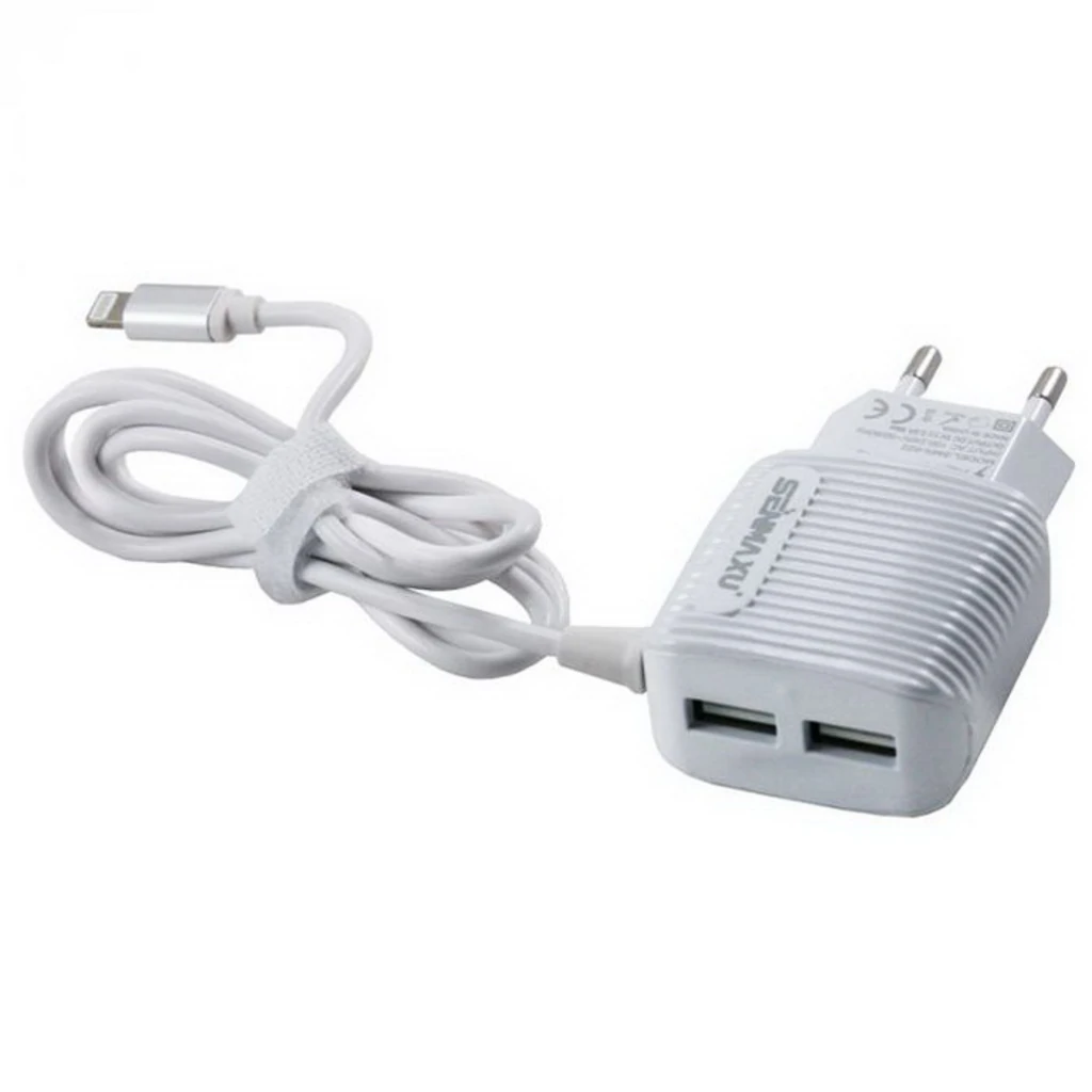 Мережевий зарядний пристрій iPhone 5/6 Senmaxu SMX-022 Wall Charger + cable (2 USB/2.5A) White