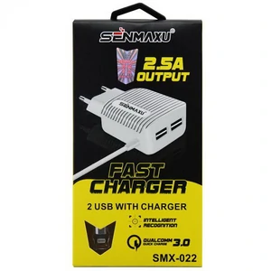 Мережевий зарядний пристрій iPhone 5/6 Senmaxu SMX-022 Wall Charger + cable (2 USB/2.5A) White