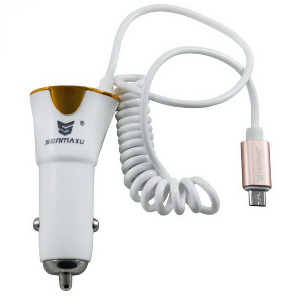 Автомобильное зарядное устройство microUSB 2в1 Senmaxu SMX-201 Car Charger (1 USB/2.1A) Rose Gold