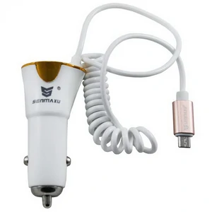 АЗУ microUSB 2в1 Senmaxu SMX-201 Car Charger (1 USB/2.1A) Rose Gold