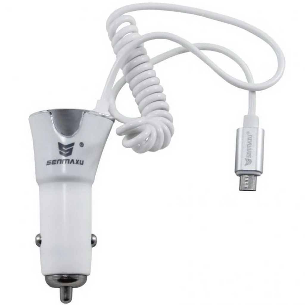 Автомобильное зарядное устройство microUSB 2в1 Senmaxu SMX-201 Car Charger (1 USB/2.1A) Silver