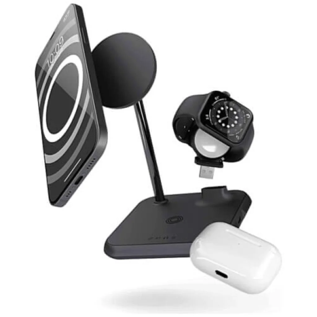 Бездротова зарядка Zens 4-в-1 Magnetic + Watch Aluminium Wireless Charger Black (ZEDC20B/00)