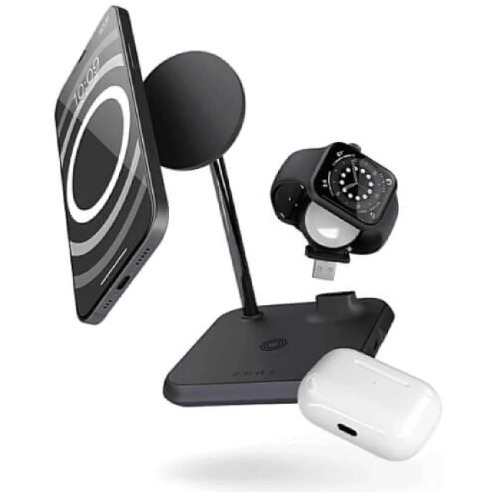 Беспроводная зарядка Zens 4-в-1 Magnetic + Watch Aluminium Wireless Charger Black (ZEDC20B/00)
