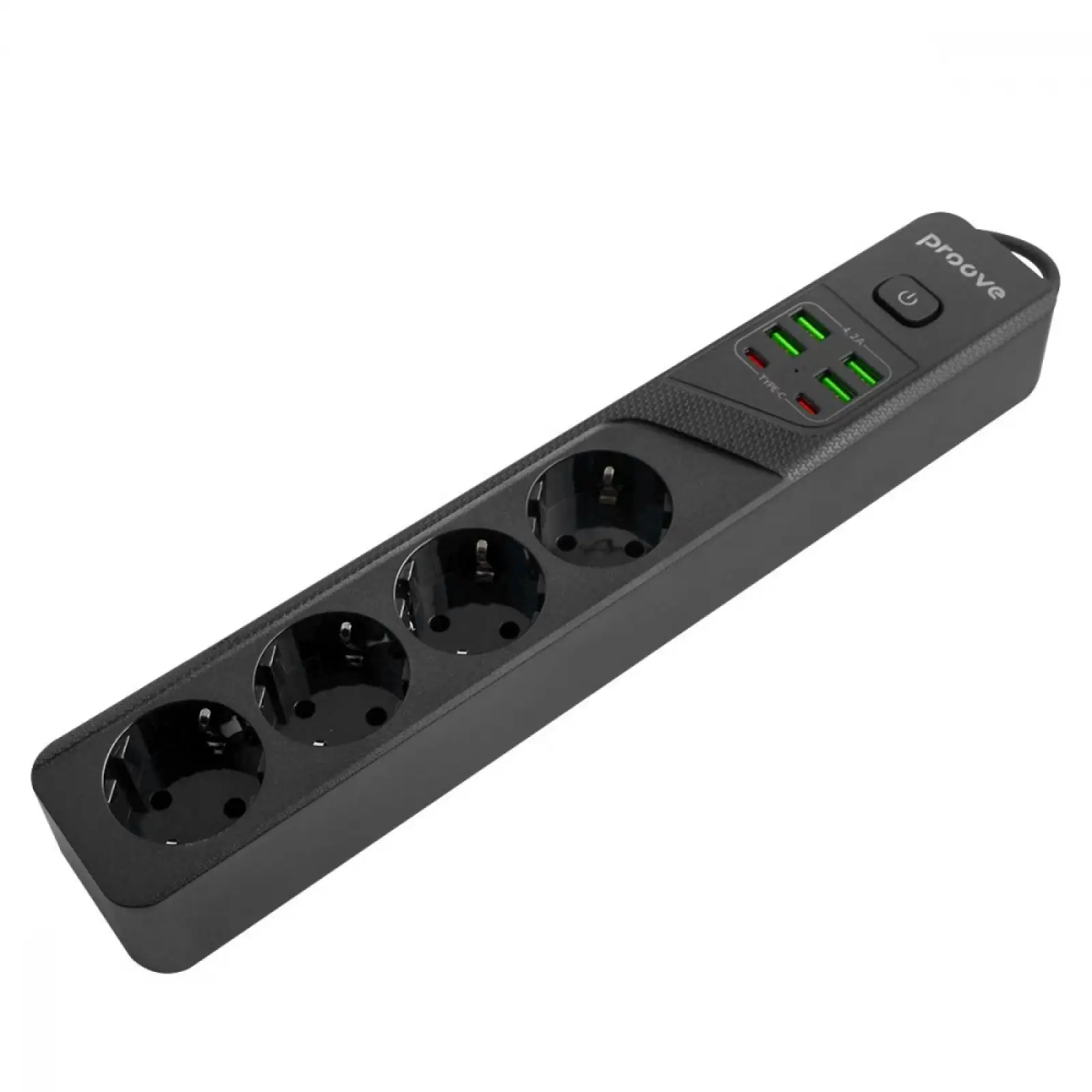 Мережевий фільтр Proove Power Socket P-04 (4 розетки + 4 USB + 2 Type-C) 2М Black (PSP442420001)