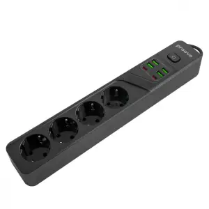 Мережевий фільтр Proove Power Socket P-04 (4 розетки + 4 USB + 2 Type-C) 2М Black (PSP442420001)