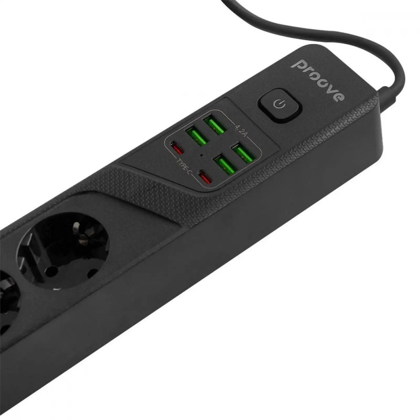 Мережевий фільтр Proove Power Socket P-04 (4 розетки + 4 USB + 2 Type-C) 2М Black (PSP442420001)