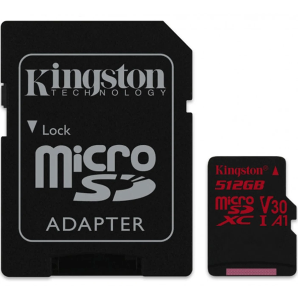 Карта памяти Kingston 512 GB microSDXC class 10 UHS-I U3 Canvas React + SD Adapter SDCR/512GB
