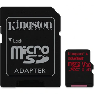 Карта памяти Kingston 512 GB microSDXC class 10 UHS-I Canvas React + SD Adapter SDCR/512GB
