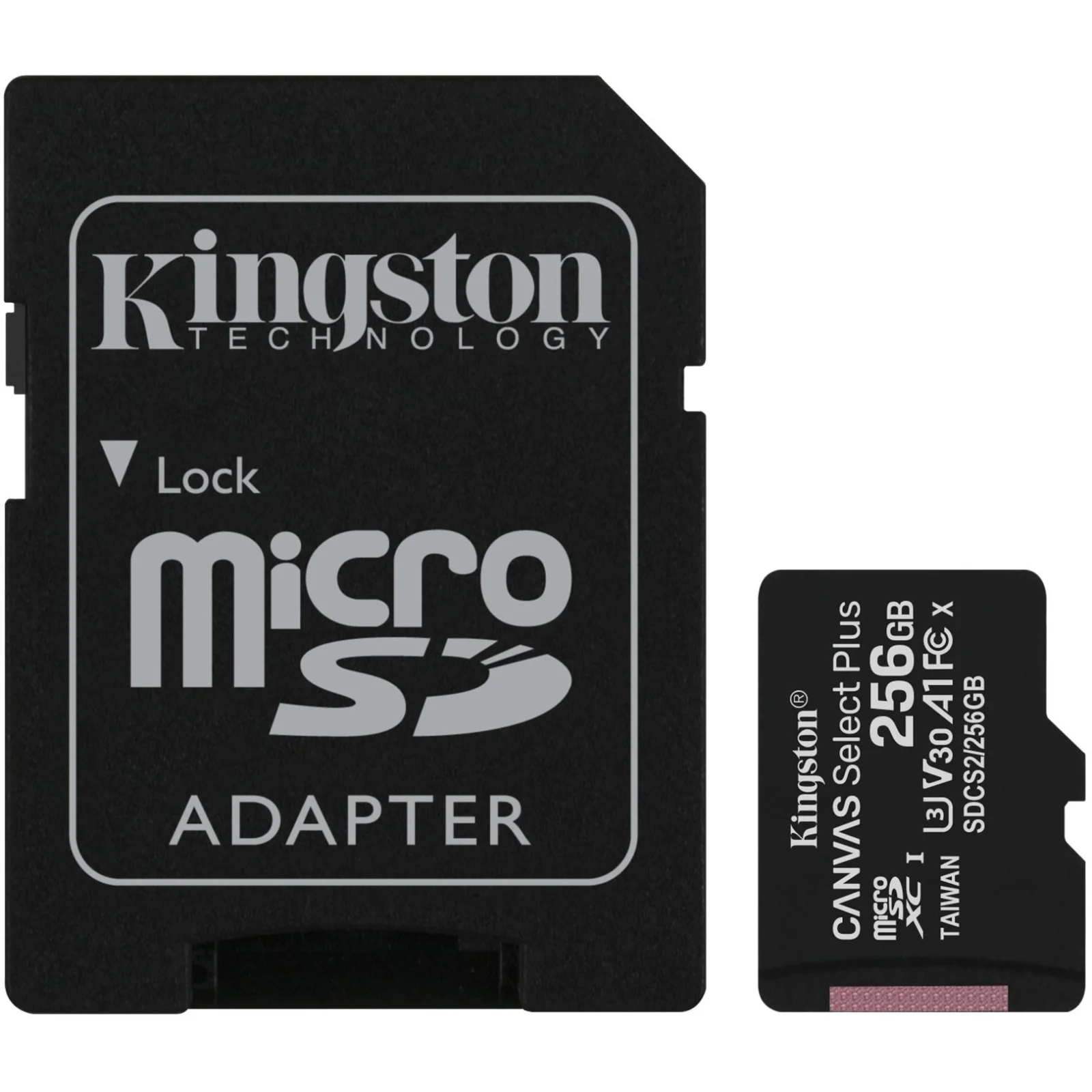 Карта пам'яті Kingston 256 GB microSDXC Class 10 UHS-I U3 Canvas Select Plus + SD Adapter SDCS2/256GB