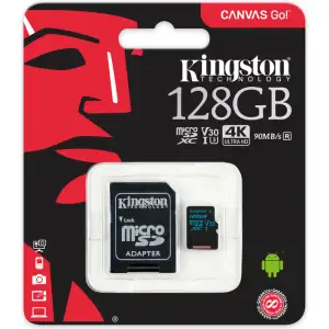 Карта памяти Kingston 128 GB microSDXC Class 10 UHS-I U3 Canvas Go! + SD Adapter (SDCG2/128GB)