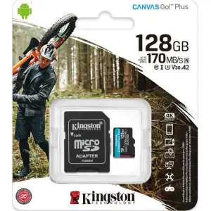 Карта памяти Kingston 128 GB microSDXC Class 10 UHS-I U3 Canvas Go! Plus + SD Adapter (SDCG3/128GB)