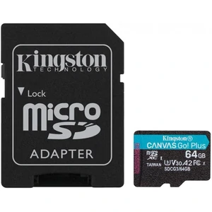 Карта памяти Kingston 64 GB microSDXC class 10 UHS-I U3 Canvas Go! Plus + SD Adapter SDCG3/64GB