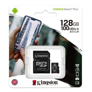 Карта памяти Kingston 128 GB microSDXC Class 10 UHS-I Canvas Select Plus + SD Adapter SDCS2/128GB