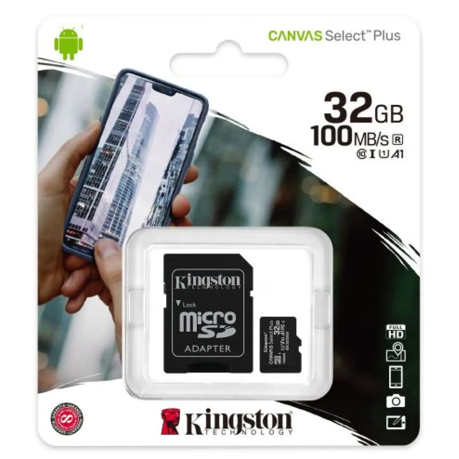 Карта пам'яті Kingston 32 GB microSDHC Class 10 UHS-I Canvas Select Plus + SD Adapter SDCS2/32GB