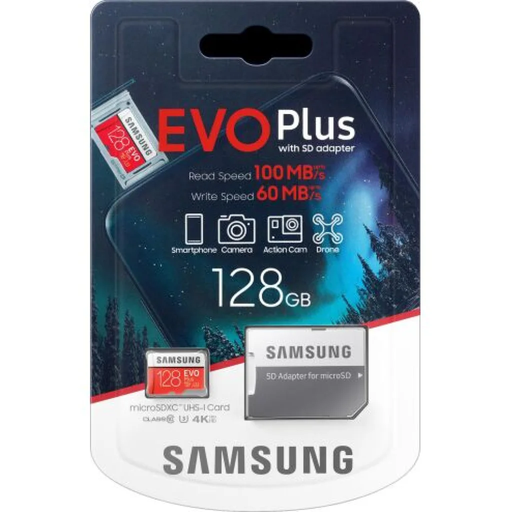 Карта пам'яті Samsung 128 GB microSDXC Class 10 UHS-I U3 EVO Plus 2020 + SD Adapter MB-MC128HA