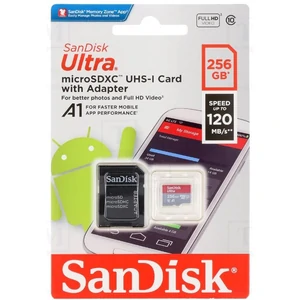 Карта памяти SanDisk 256 GB microSDXC UHS-I Ultra A1 + SD adapter (SDSQUAC-256G-GN6MA)