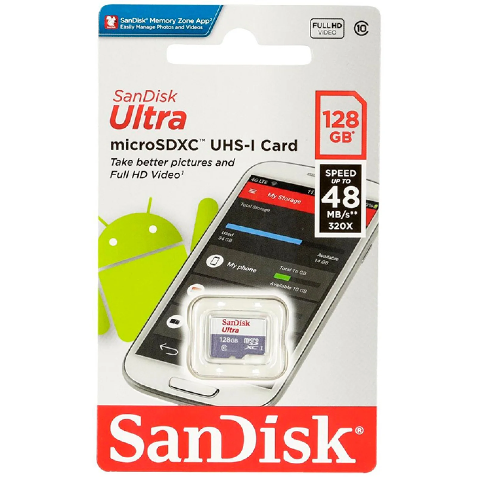 Карта памяти SanDisk 128 GB microSDXC UHS-I Ultra SDSQUNB-128G-GN3MN