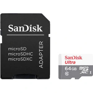 Карта памяти SanDisk 64 GB microSDXC UHS-I Ultra + SD adapter SDSQUNS-064G-GN3MA